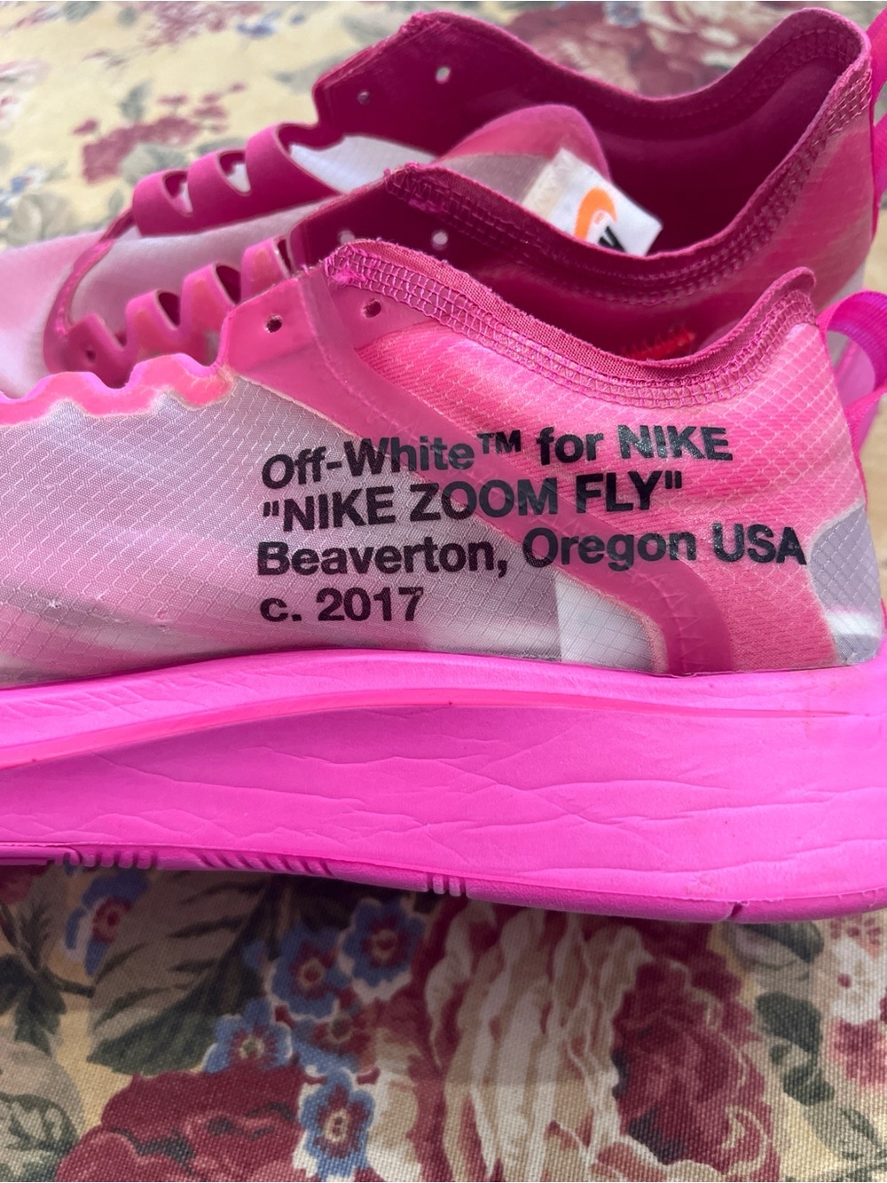 Off-White x Nike Zoom Fly SP "Tulip Pink" (Style: AJ4588-600) Men’s - Picture 2 of 13